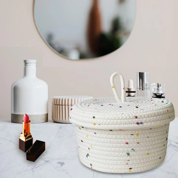 Sustainable Maxbell Multifunctional Round Woven Basket for Baby Nursery Bathroom Bedroom Small Detailed