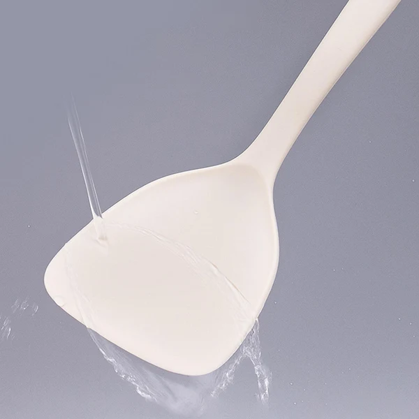 Eco-Friendly Maxbell Silicone Cooking Utensil Non Slip Gadget Non Stick for Serving Cooking Shovel Beige Flexible