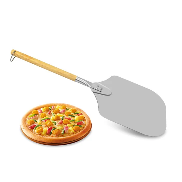 Versatile Maxbell Stainless Steel Pizza Peel Kitchen Baking Tools Pizza Paddle Wooden Handle Prestigious