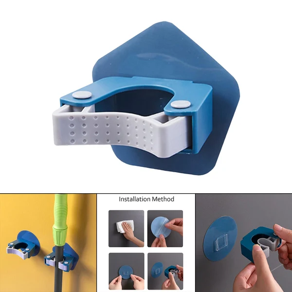 Functional Maxbell Mop Clip Hole Installation ABS Durable Firmly for Wall Bathroom Kitchen Pentagram Blue Next-Generation