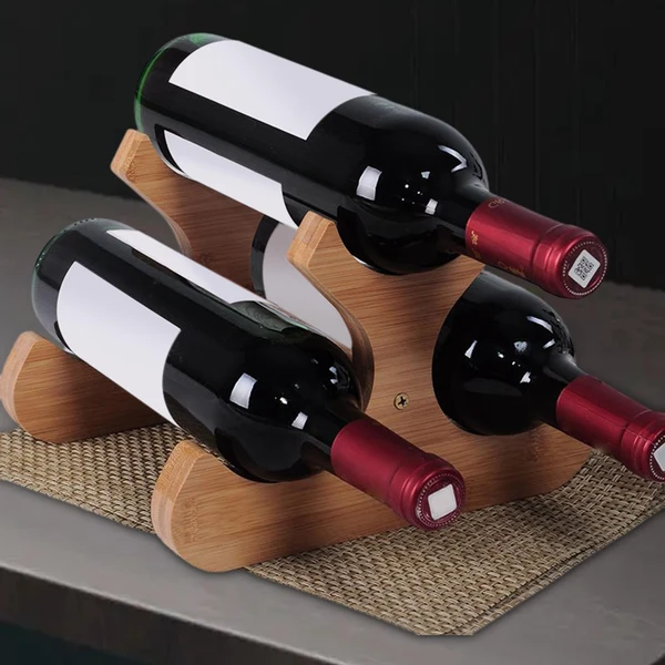 Outstanding Maxbell Wine Display Stand Wood Organizer for Wine Cellar Living Room Ornament 3 Bottle Artisan