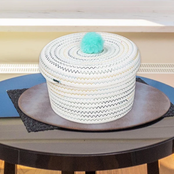 Artisan Maxbell Hand Woven Rope Basket Nursery Organizers for Tabletop Bedroom Living Room White Organic