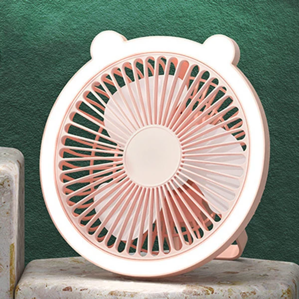 High-Quality Maxbell Small Mini Fan Office Fishing Car RV Desktop for Office Home Dormitory pink with lamp Safe