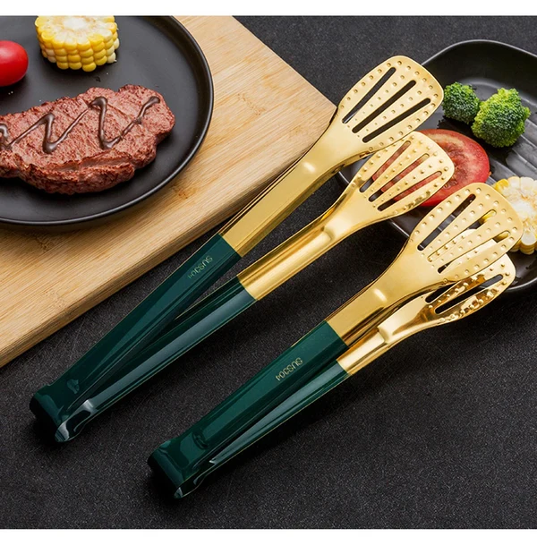 Clean Maxbell Kitchen Tongs Serving Bread Baking Steak Clamp for Catering Cooking Green High-End
