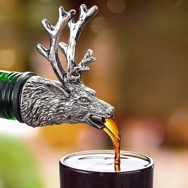 Comfortable Maxbell Deer Head Wine Pourer Spout Oil Vinegar Spout Pourers for Home Night Club Silver Relaxed