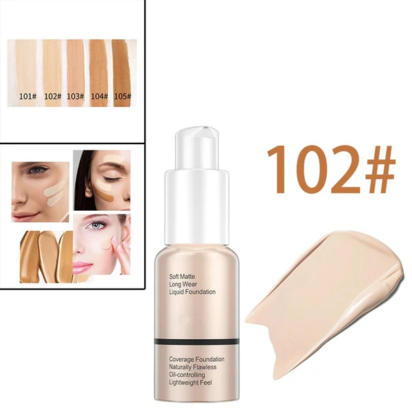 Efficient Maxbell 30ml1.0 fl.oz Liquid Foundation Concealer Waterproof Full Coverage for Girls 102 Certified