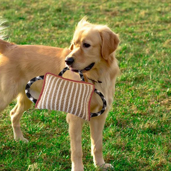Professional Maxbell Durable Dog Bite Pillow Tug Toy Puppy with 3 Handles Tug of War Training Red White Dependable