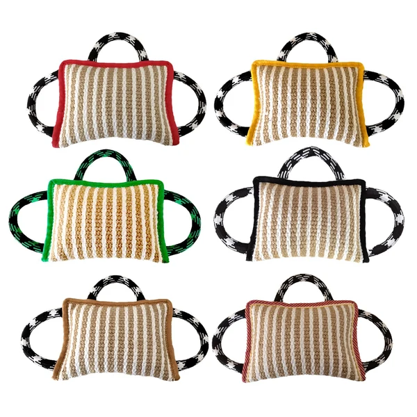 Unique Maxbell Durable Dog Bite Pillow Tug Toy Puppy with 3 Handles Tug of War Training Red Modern