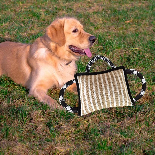 Minimalist Maxbell Durable Dog Bite Pillow Tug Toy Puppy with 3 Handles Tug of War Training Black Smart