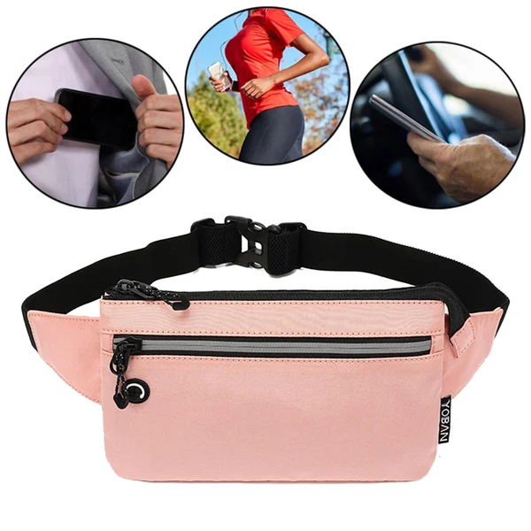 Trendy Maxbell Crossbody Waist Bag Pouch Fanny Pack Casual for Cycling Fishing Travel Pink Minimalist