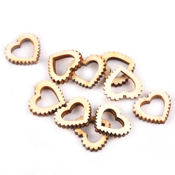 Traditional Maxbell 50Pcs Natural Heart Shapes Hollow Craft Decorations Wedding Valentine Sign Easy-to-Use