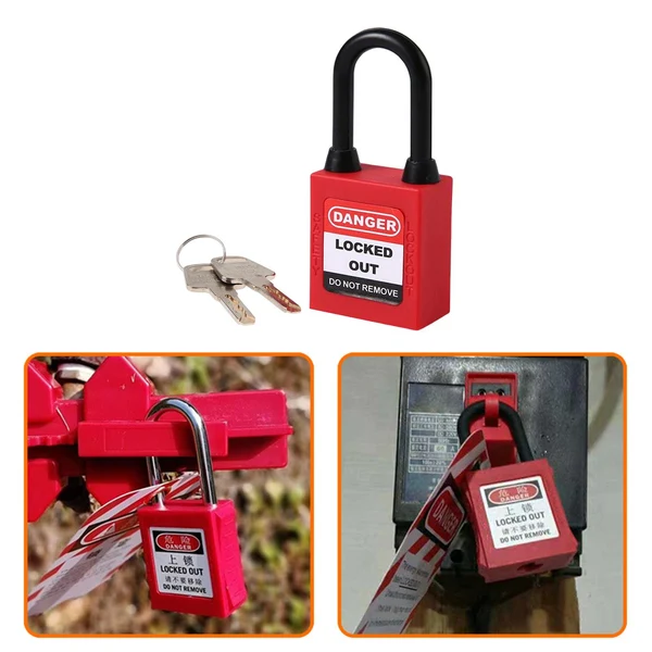 Elite Maxbell Lockout Tagout Locks Nylon Safety Padlock Premium 6mm Shackle Red Contemporary