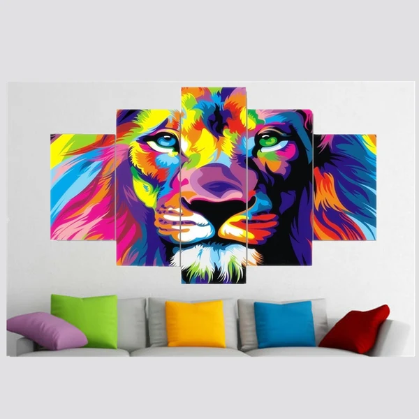 Innovative Maxbell Canvas Print Wall Decor Art Painting Adorned Picture-Color Lion 5p Noframe S Flexible