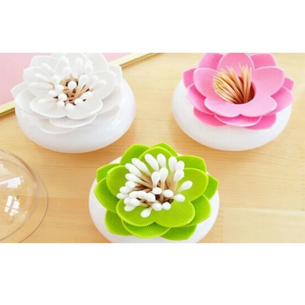 Professional Maxbell Home Decorative Toothpick Swab Holder Lotus Design Box Storage Case-White Premium Material