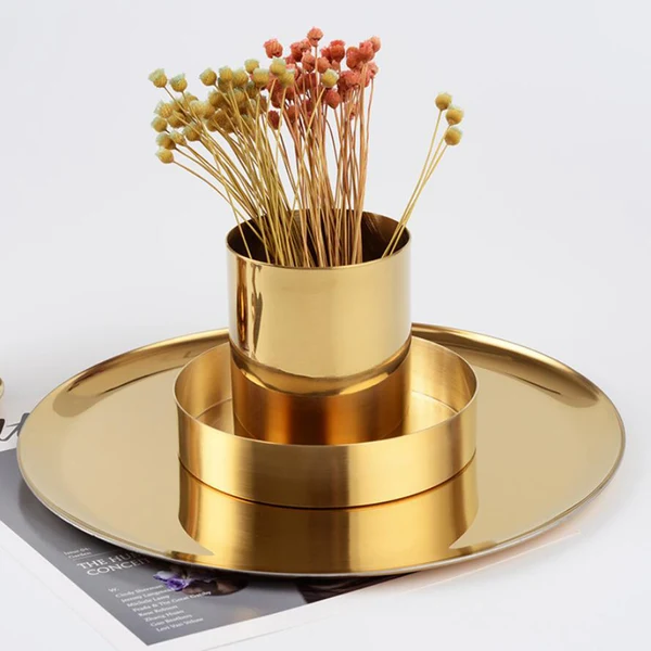 Certified Maxbell Gold Flower Vase Pen Holder Desktop Storage Container Tube Ornament Cylinder World-Class