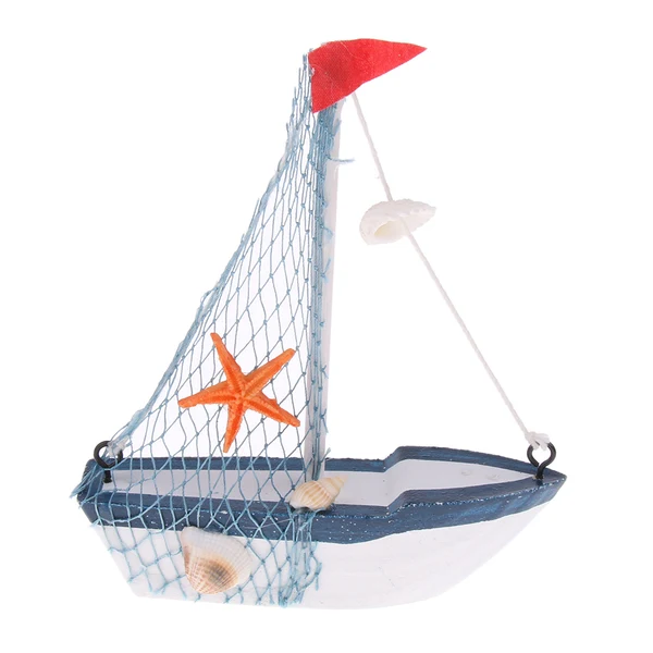 Fashionable Maxbell Retro Wooden Mediterranean Style Mini Sailing Boat Model Nautical Decor 3 Secure
