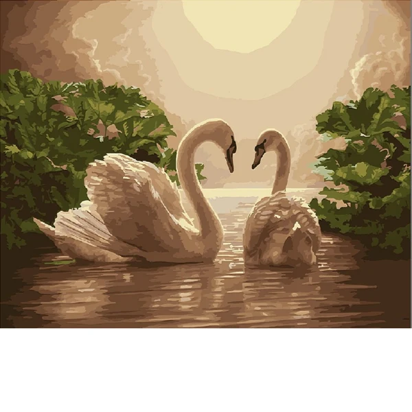 Sustainable Maxbell Oil Painting on Canvas Paint by Number Kits White Swan Clean