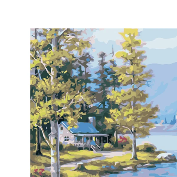 Elegant Maxbell Unframed DIY Painting Paint By Number Kit Oil Canvas Picture Lakeside Lodge Responsible