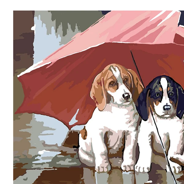 Functional Maxbell Unframed DIY Painting Paint By Numbers Kit Oil Canvas Picture Dogs Original