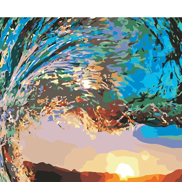 Lightweight Maxbell Unframed DIY Painting Paint By Number Kit Oil Canvas Picture Seaside Sunset Detailed