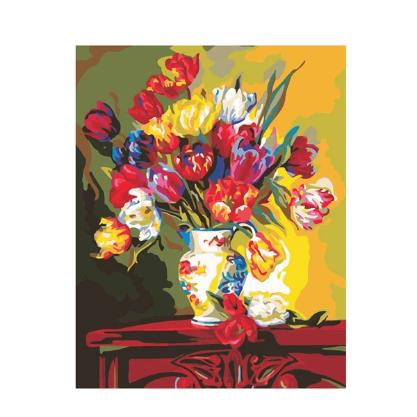Minimalist Maxbell Unframed DIY Painting Paint By Numbers Kit Oil Canvas Picture Tulips Contemporary
