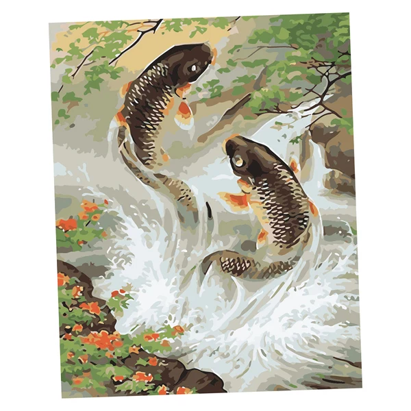 Specialty Maxbell DIY Paint By Numbers Kit Canvas Painting Wall Picture Crafts Two Carps Carefully Designed