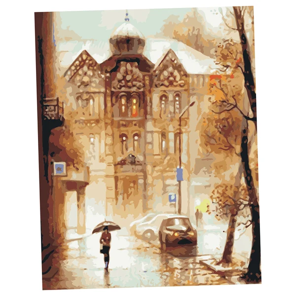 Trendy Maxbell DIY Painting By Number Kit Canvas Wall Art Oil Painting Picture Rainy Day Fine