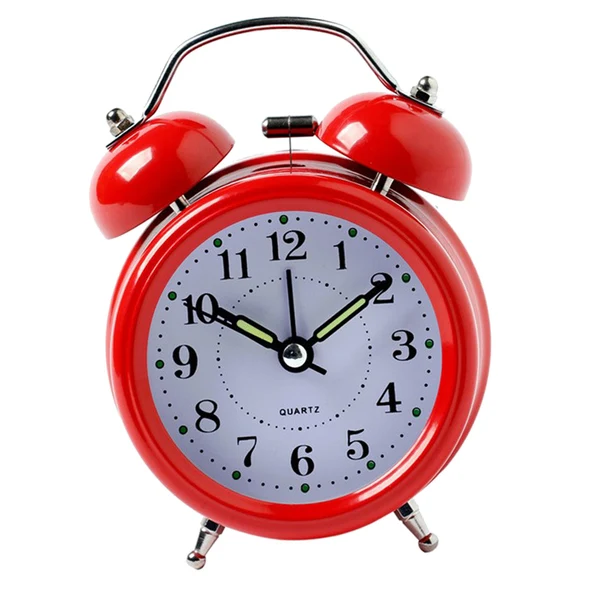 Advanced Maxbell Digital 3D Twin Bell Clock Chime Clock Loud Alarm Clock Battery Power 3inch Red Minimalist