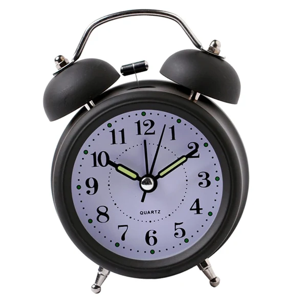 Next-Generation Maxbell Digital 3D Twin Bell Clock Chime Clock Loud Alarm Clock Battery Power 3inch Black Long-Lasting