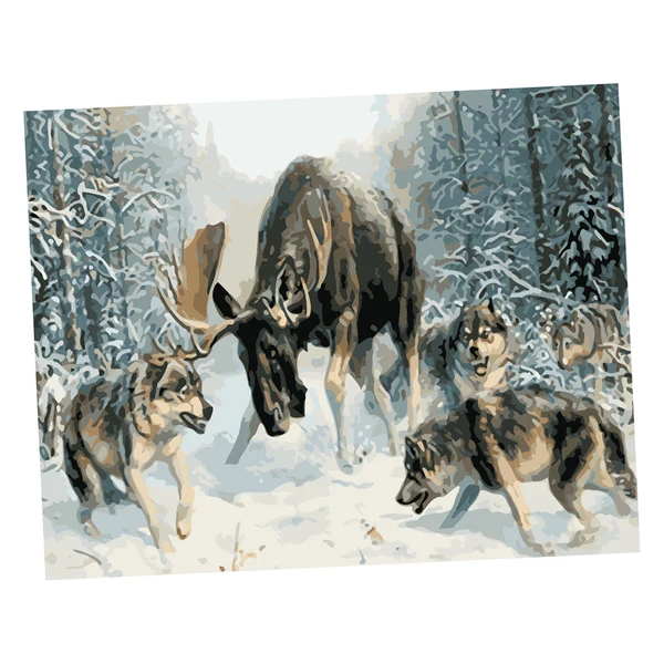 Pure Maxbell DIY Paint By Numbers Kit Canvas Painting Wall Picture Crafts Deer And Wolfs Quality
