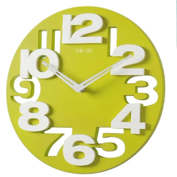 Fine Crafted Decoratve 3D Wall Clock Creative Analog Clock for Home Kitchen Bedroom Green Elite