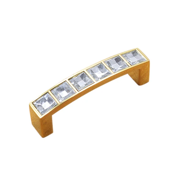 Practical Maxbell Two-hole Crystal Furniture Handle Cabinet Drawer Wardrob Handle 64mm Pitch Hole Golden Next-Generation