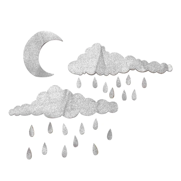 Refined Maxbell Glistening Moon Cloud Raindrop Wall Ornament for Kids Room Decor Silver Exceptional