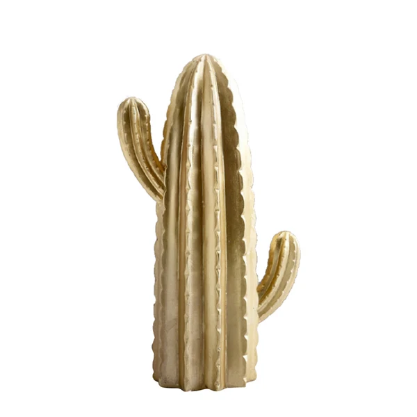 High-Performance Maxbell Resin Cactus Decorative Ornament Cactus Furnishings Decoration Craft Gold_C World-Class
