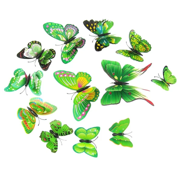 Maxbell Maxbell 12Pcs 3D Colorful Butterflies Wall Decor Sticker Decals Home Office Green Versatile