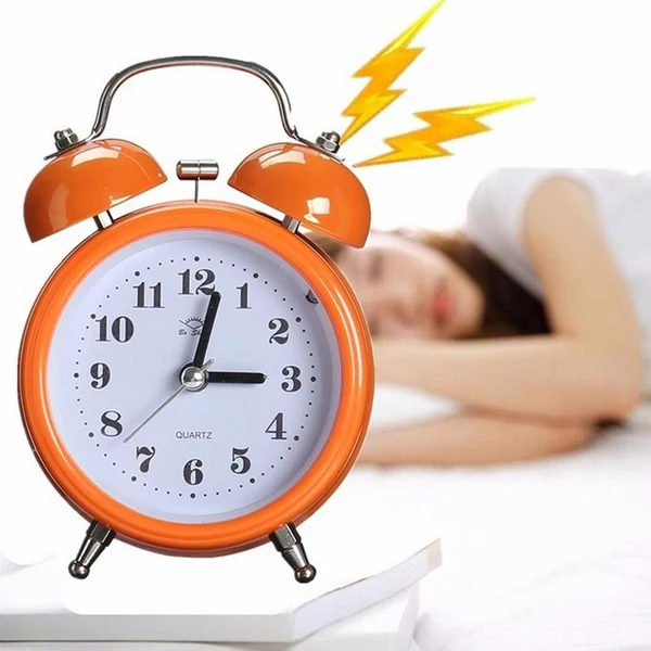 Original Design Classic Silent Bedside Double Twin Bell Alarm Clock with Nigth Light Pink Elite