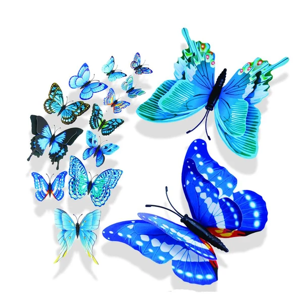 World-Class Maxbell Maxbell 12Pcs 3D Colorful Butterflies Wall Decor Sticker Decals Home Office Blue Reusable