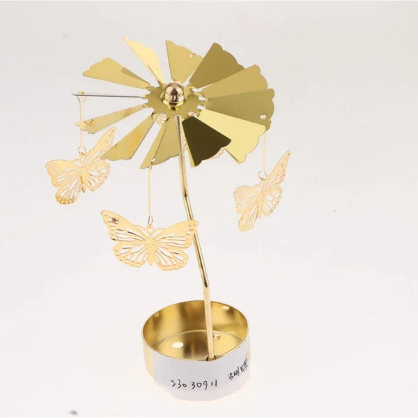 Verified Maxbell Maxbell Christmas Decor Rotating Candle Tea Light Holder Candlestick Gold Butterfly Smart