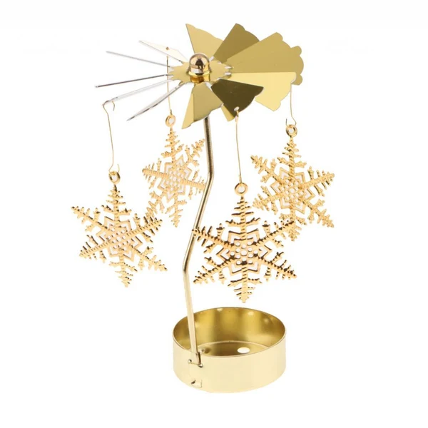 Advanced Maxbell Maxbell Christmas Decor Rotating Candle Tea Light Holder Candlestick Gold Snowflake Proven