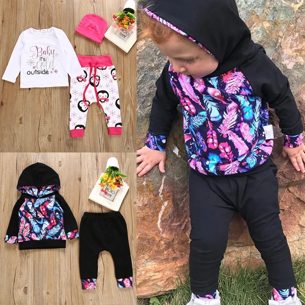 Fine Crafted Maxbell Toddler Baby Boys Girl Clothes Tops Hoodie Long Pants Outfits Set 0-6 Months Black High-Grade