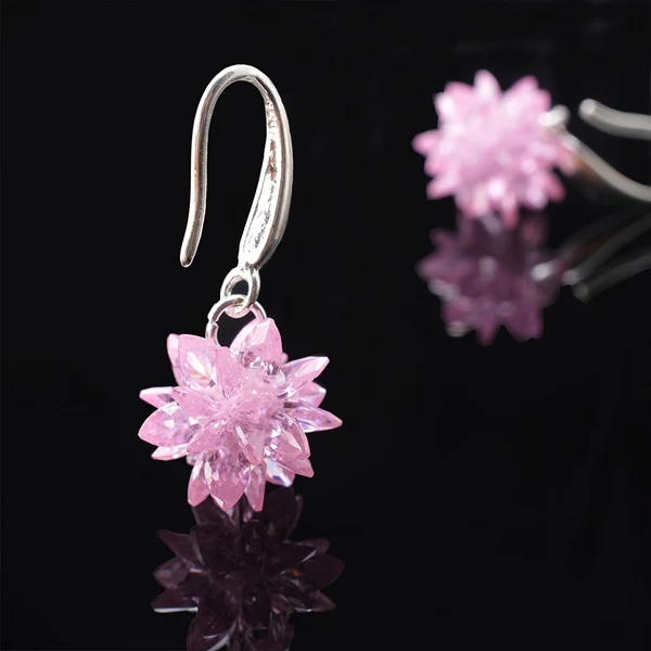 High-Quality Maxbell Ice Flowers Stud Earring Super Elegant Flower Earrings Fashion Jewelry Pink Solid
