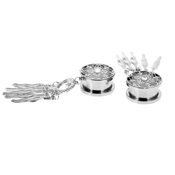 Unique Maxbell Dreamcatcher Cute Feather Pendant Dangle Ear Plug Tunnel Crystal Gauge 8mm Breathable
