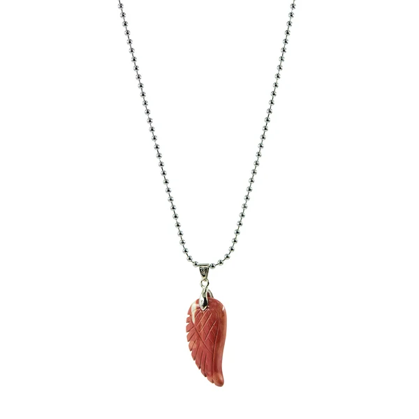 Advanced Maxbell Engraved Gemstone Angle Wing Pendant Necklace Unisex Mookaite Outstanding