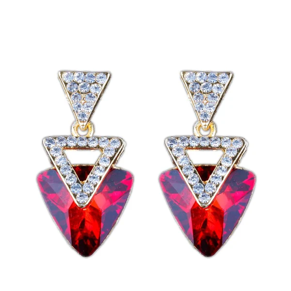 Easy-to-Use Maxbell Vintage Style Women Full Crystal Diamante Triangle Dangle Earrings Red Sustainable