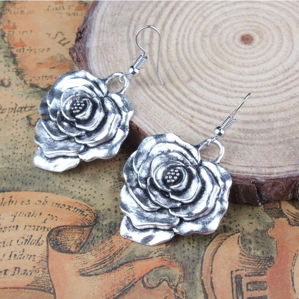 Exclusive Maxbell Women's Vintage Ethnic Metal Flower Dangle Drop Earrings Ear Studs Casual