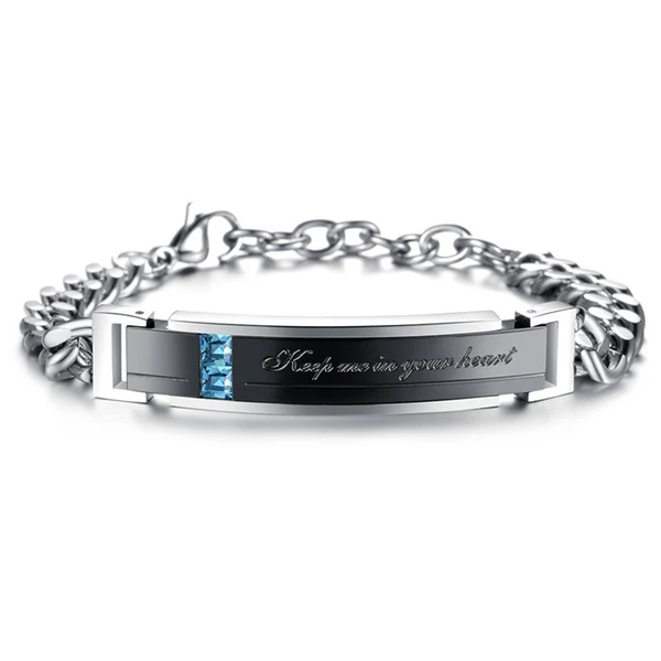 Secure Maxbell Keep me in your heart 316L Stainless Steel Couple Bracelet Bangle Black Relaxed