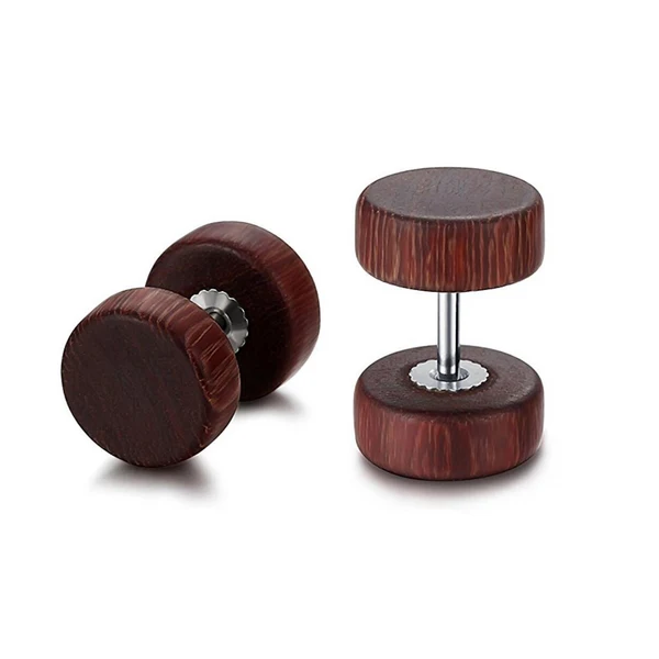 Effective Maxbell Wood Wooden Women Mens Stud Earrings Ear Plugs Piercings Screw 10mm Brown Luxury