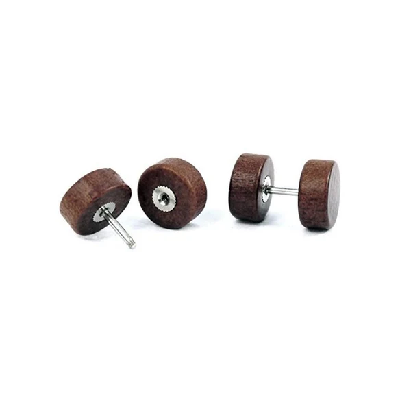 Soft Maxbell 3 Pieces Wood Wooden Women Mens Stud Earrings Ear Plugs Piercings Screw 10mm Classic