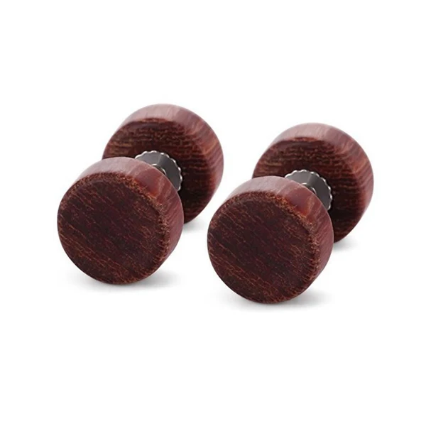 Minimalist Maxbell Wood Wooden Women Mens Stud Earrings Ear Plugs Piercings Screw 8mm Brown Unique