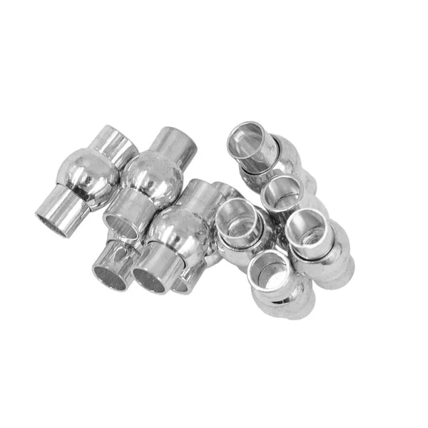 Comfortable Maxbell 10 Sets Tube Magnetic Clasp with Glue-in Ends Jewelry DIY Findings Silver Clean